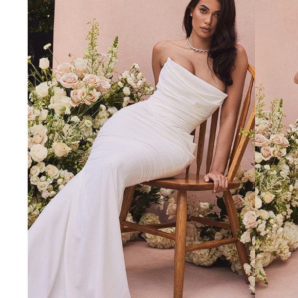 House of CB Dresses House Of Cb Esmee Ivory Draped Strapless Bridal